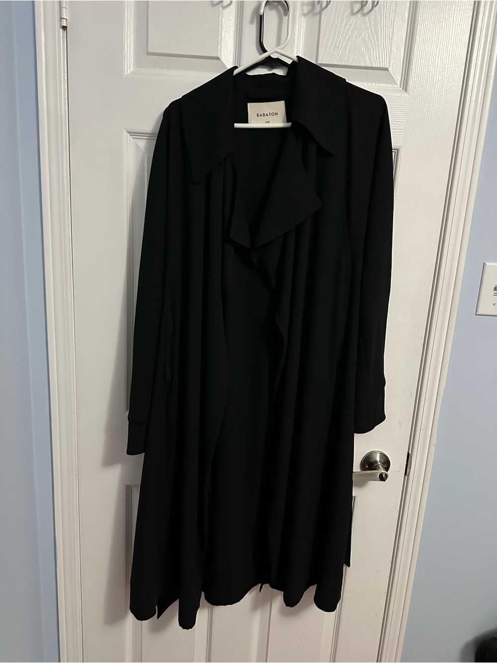 Babaton Black Long Sleeve Ruffle Front coat